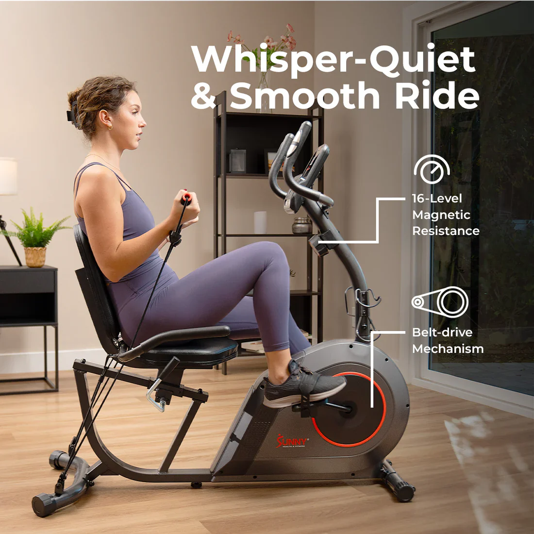 16-Level Smart Magnetic Resistance Recumbent Bike - Image 8