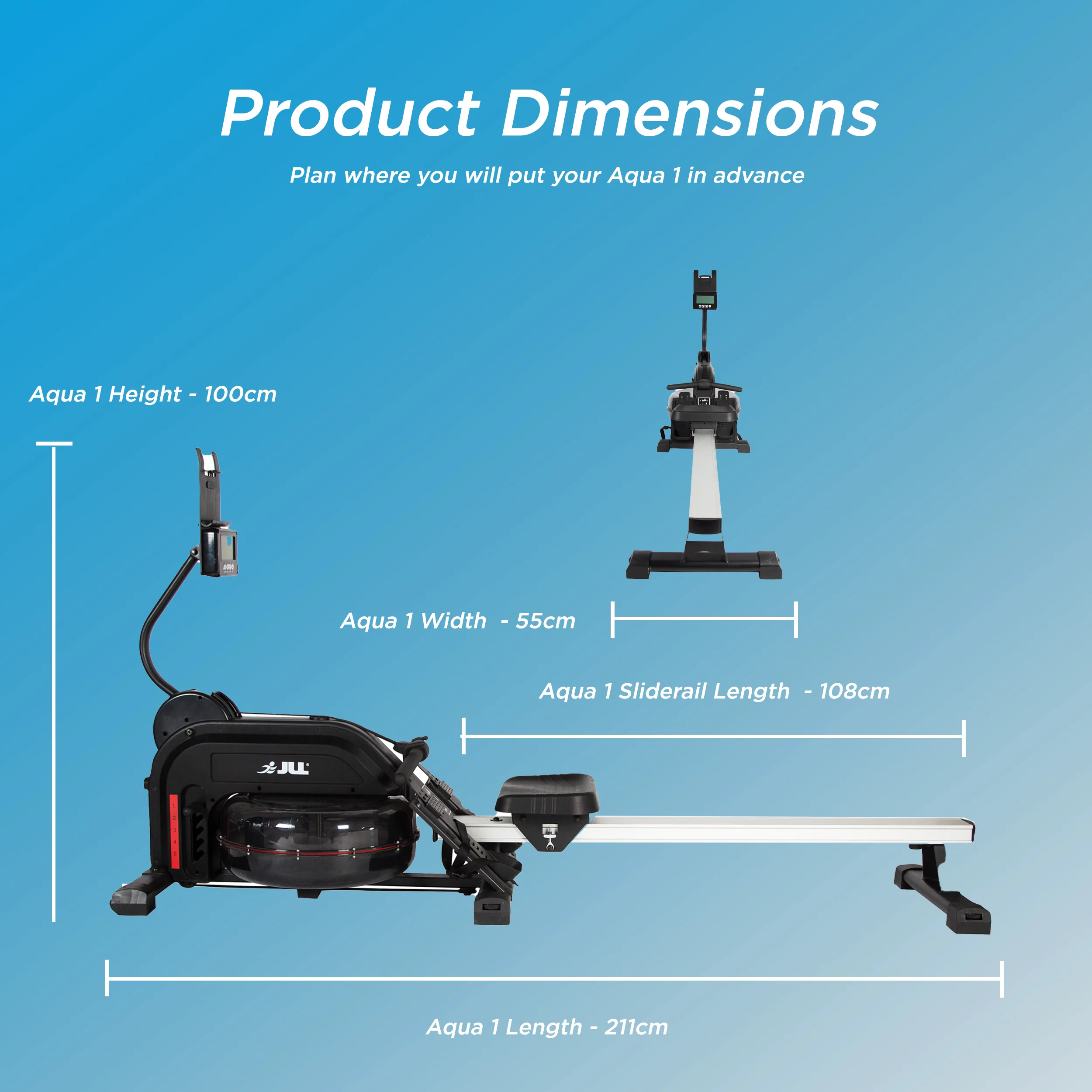 Aqua 1 Water and Elastic Dual Resistance Rowing Machine - Image 11