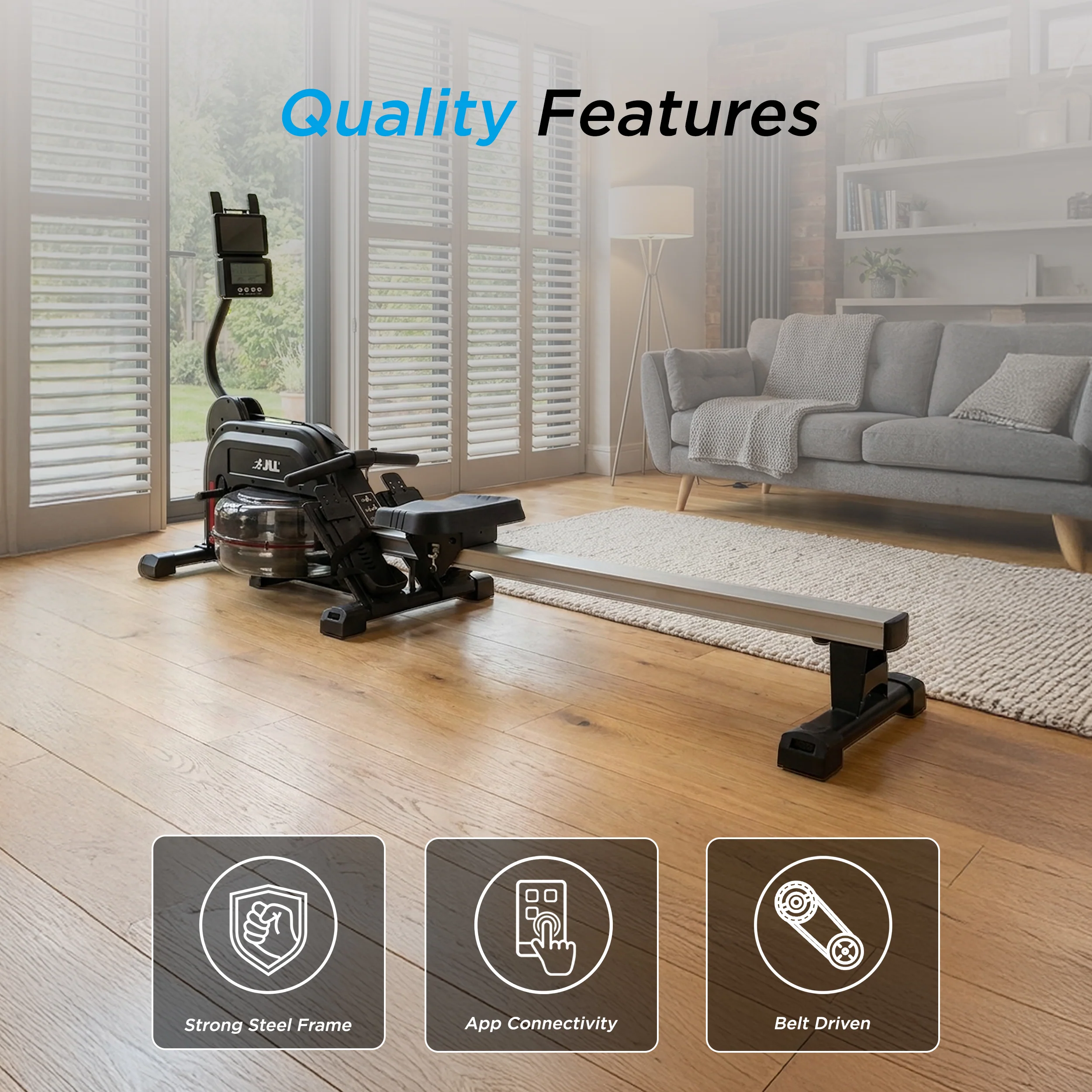 Aqua 1 Water and Elastic Dual Resistance Rowing Machine - Image 5