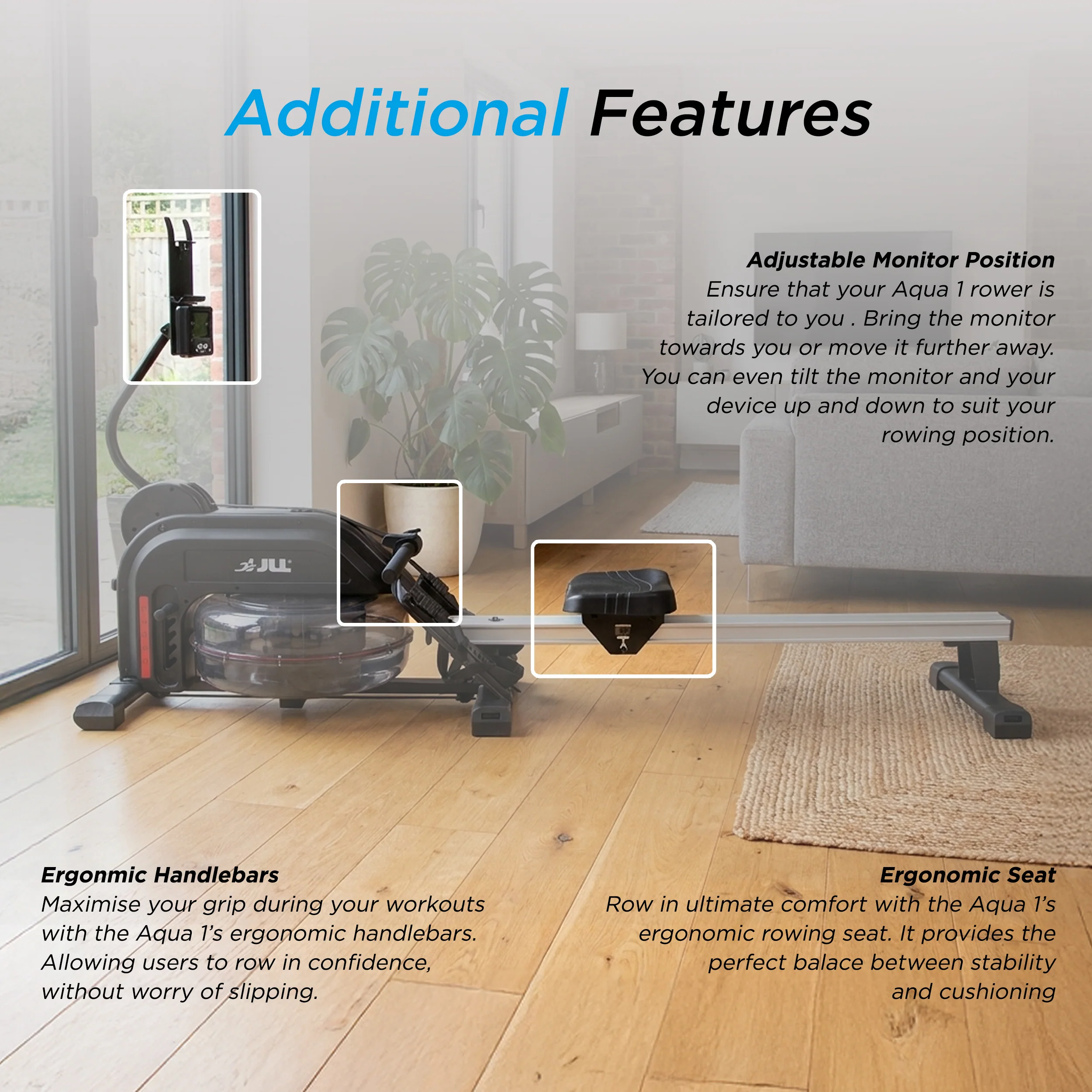 Aqua 1 Water and Elastic Dual Resistance Rowing Machine - Image 8