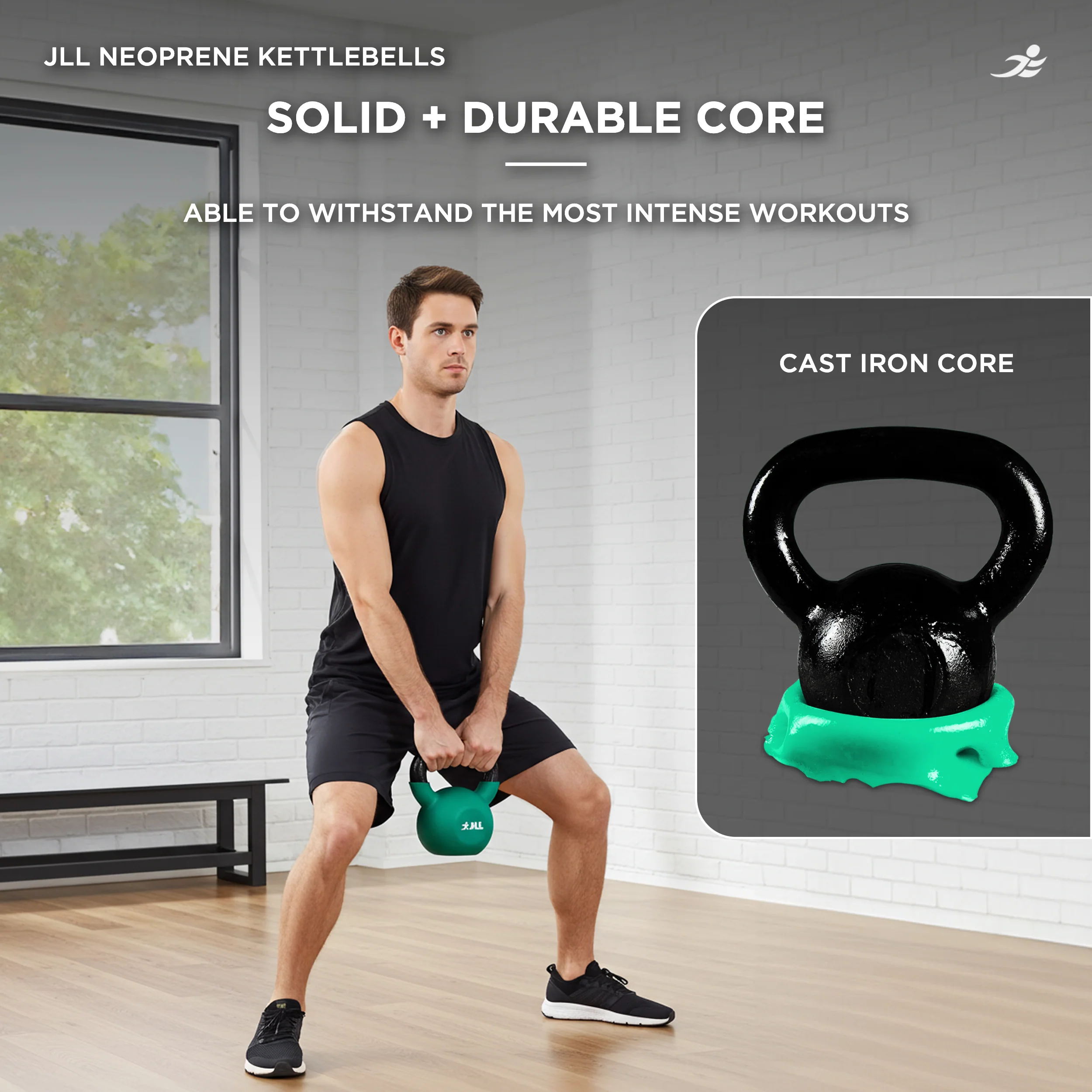 Neoprene Covered Cast Iron Kettlebells 4kg, 8kg + 12kg - Image 6