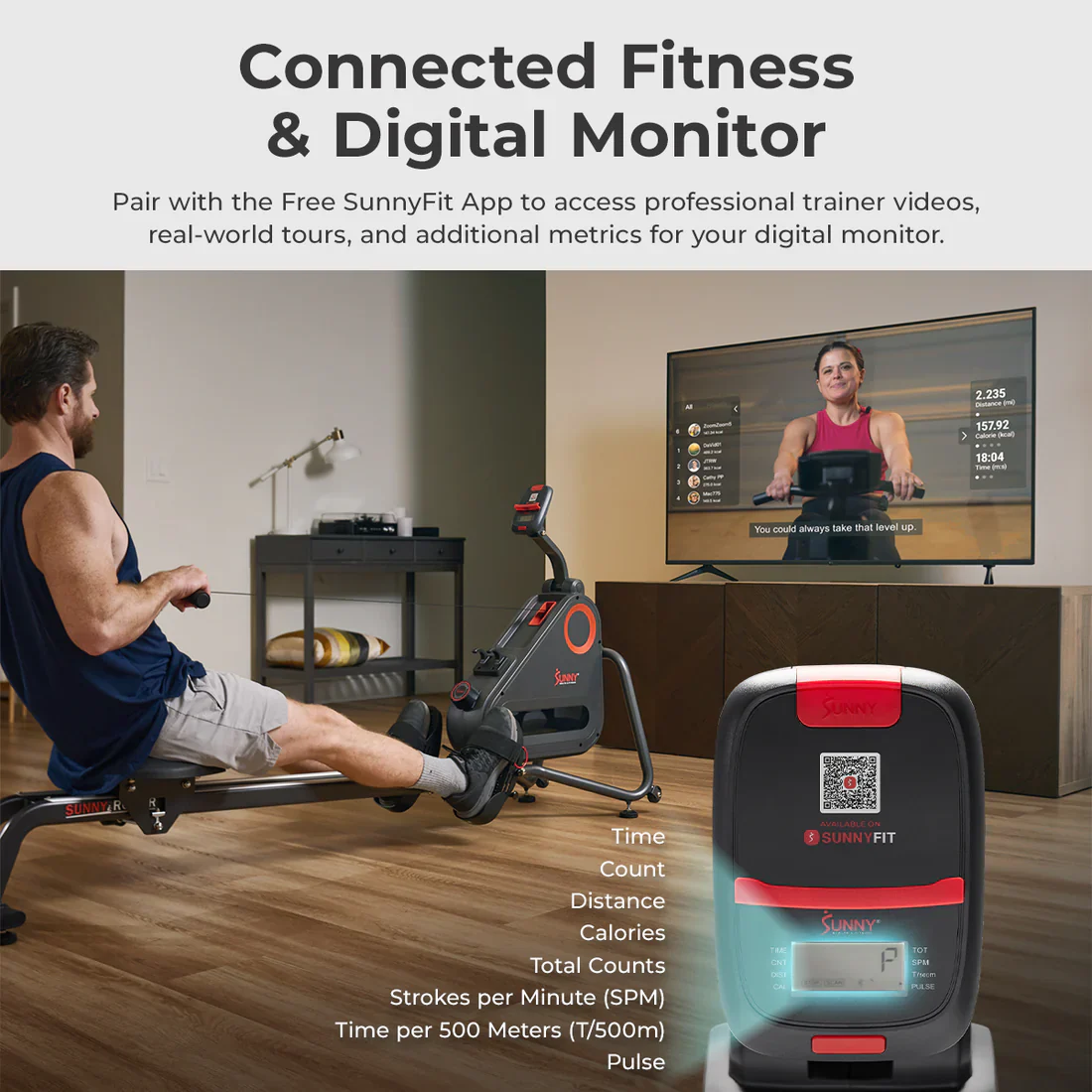 Premium Smart Ultra Quiet Dual Slide Rail Magnetic Rowing Machine - Image 5