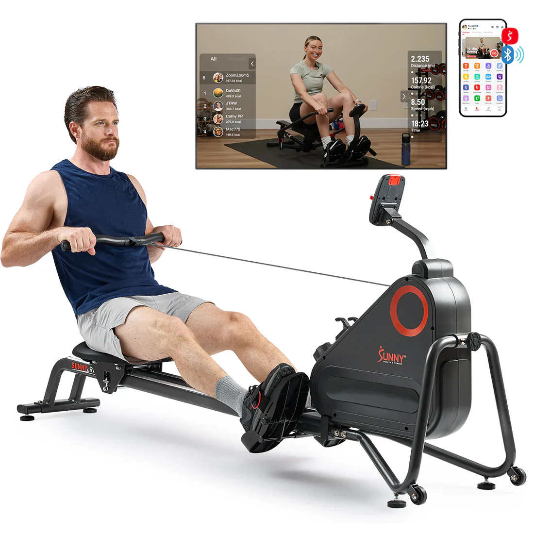 Premium Smart Ultra Quiet Dual Slide Rail Magnetic Rowing Machine - Image 9