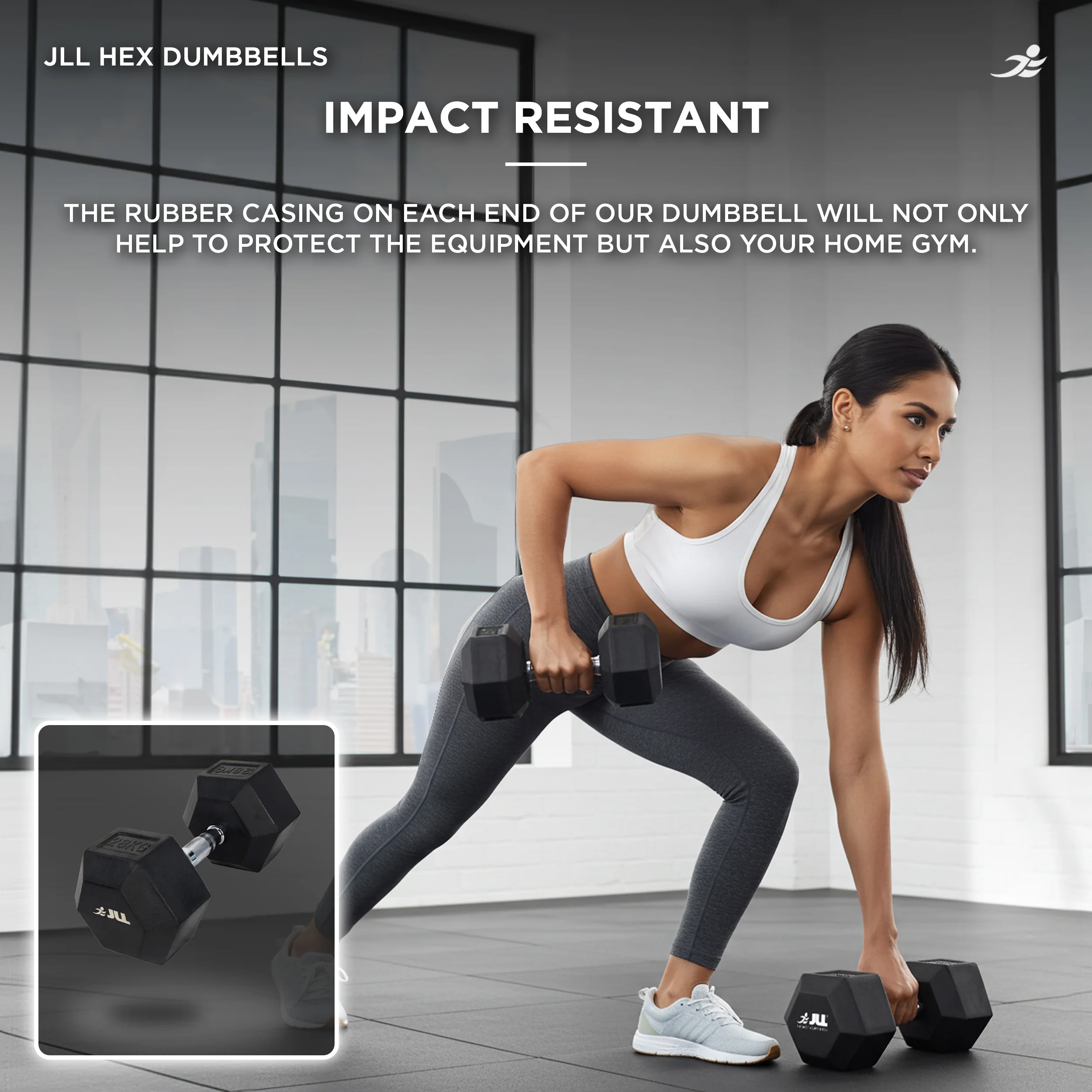 Rubber Hex Dumbbells 4kg - 28kg available. Sold in Pairs - Image 5
