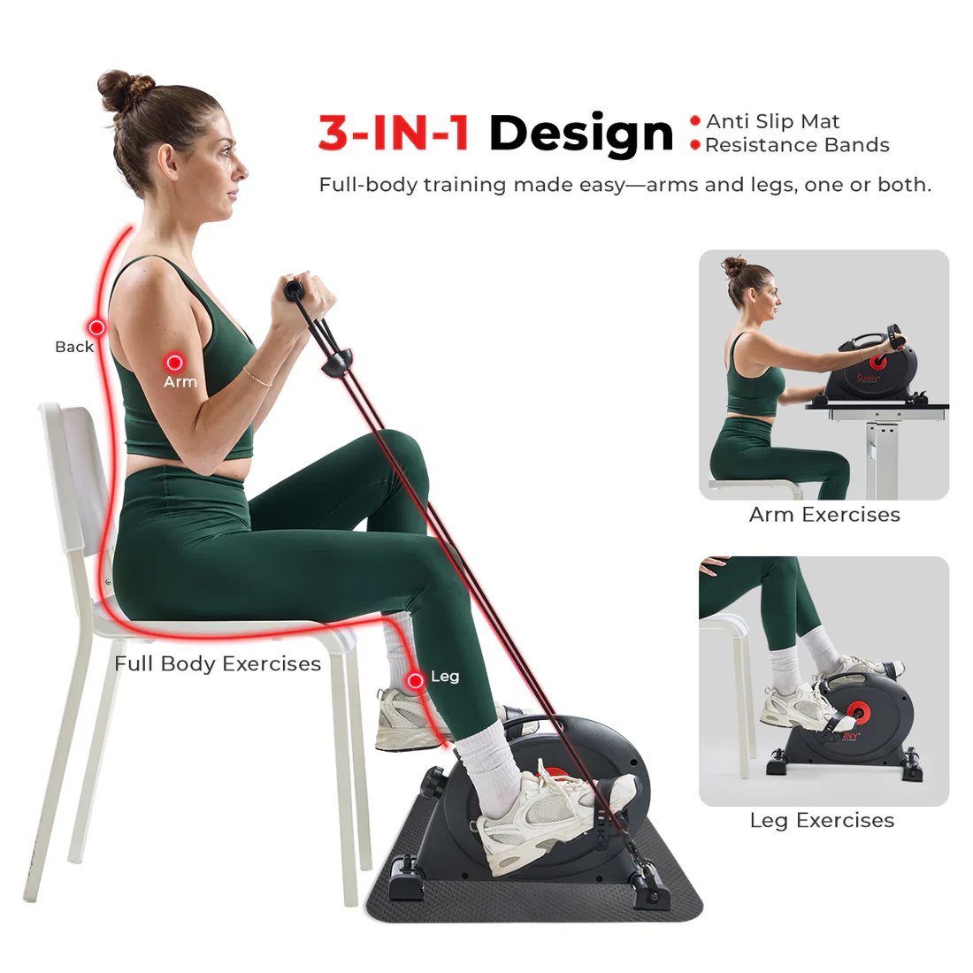 Smart Mini Exercise Bike & Resistance Band & Mat - Image 3