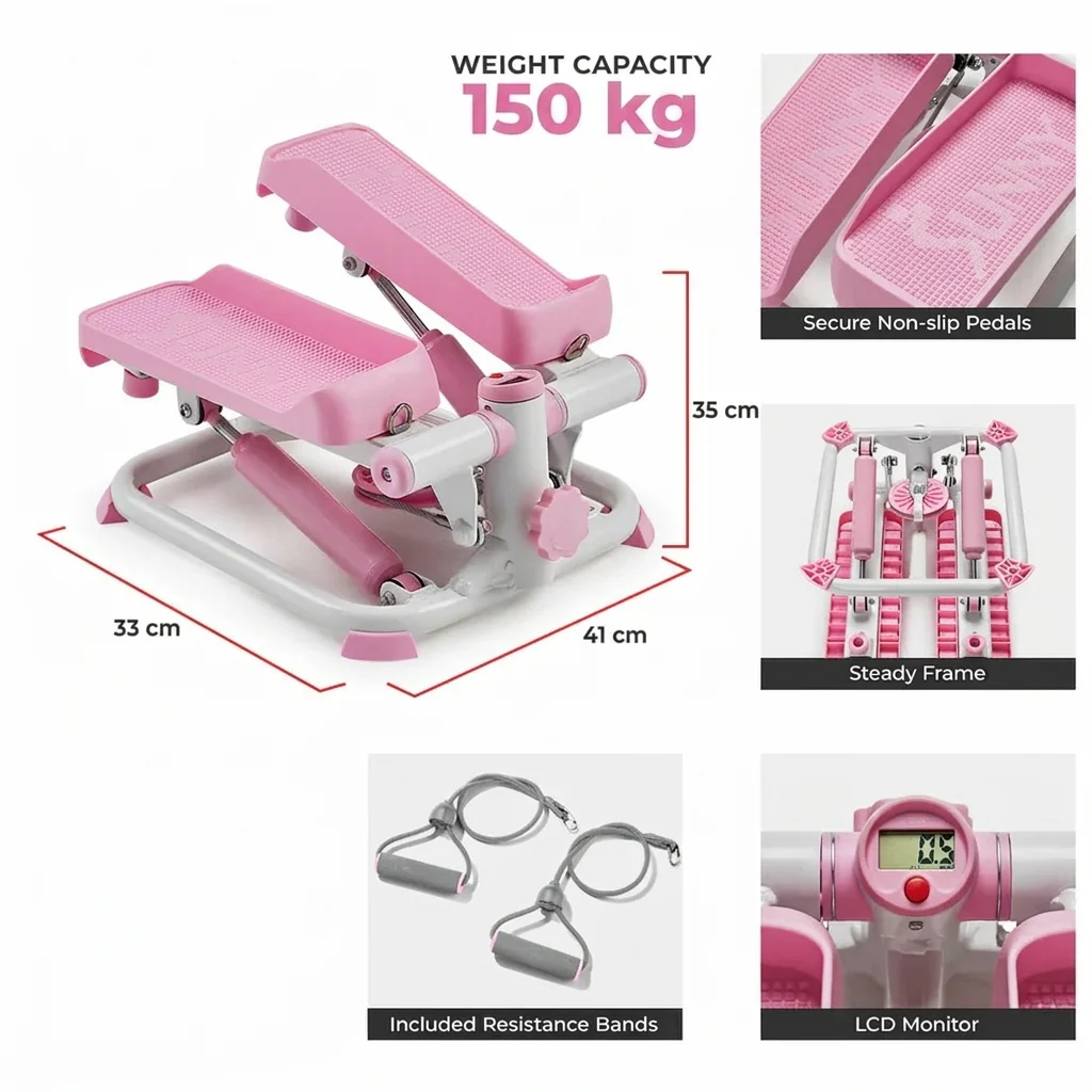 Smart Pink Mini Stepper With Resistance Bands - Image 8