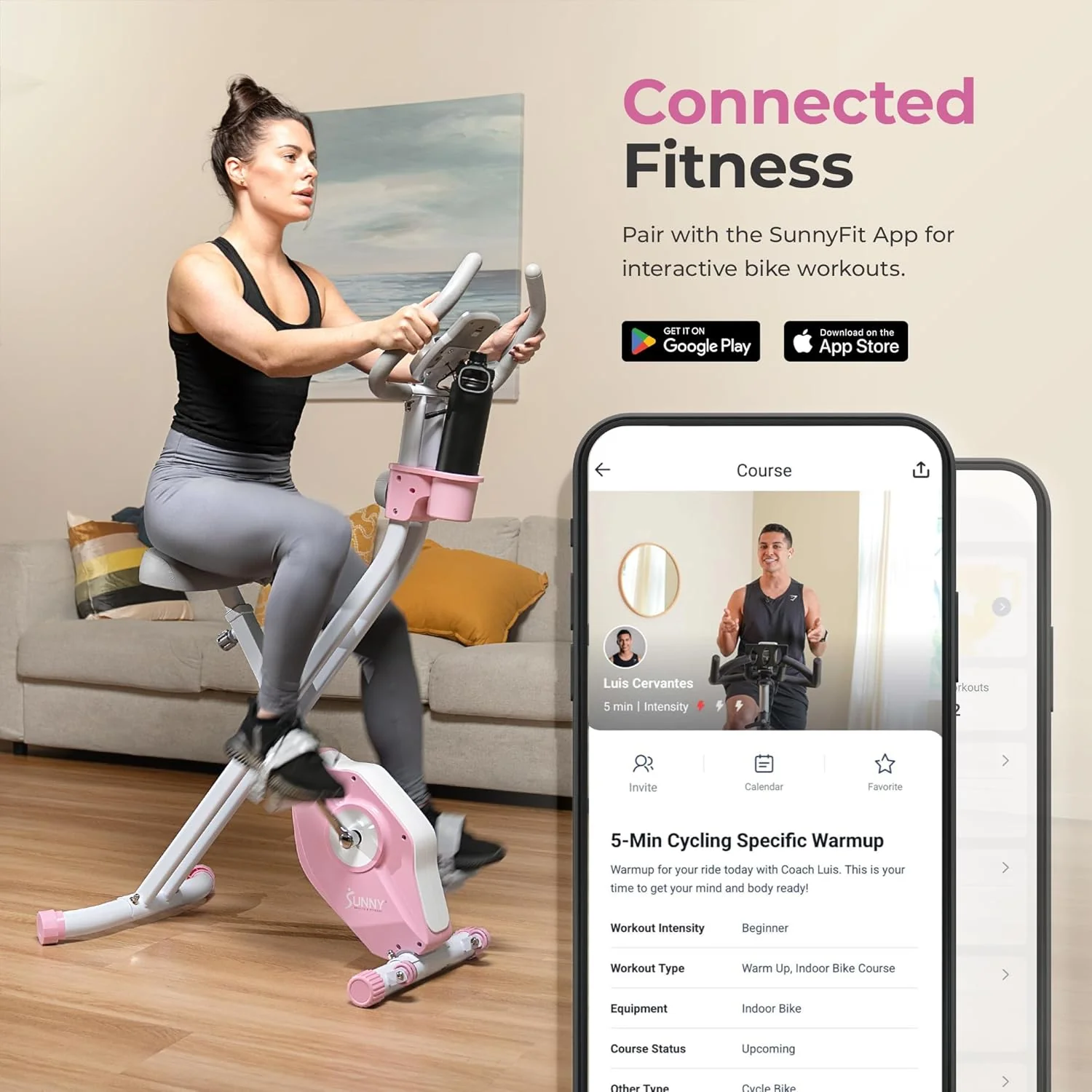 Pink Foldable Magnetic Exercise X-Bike - Image 7