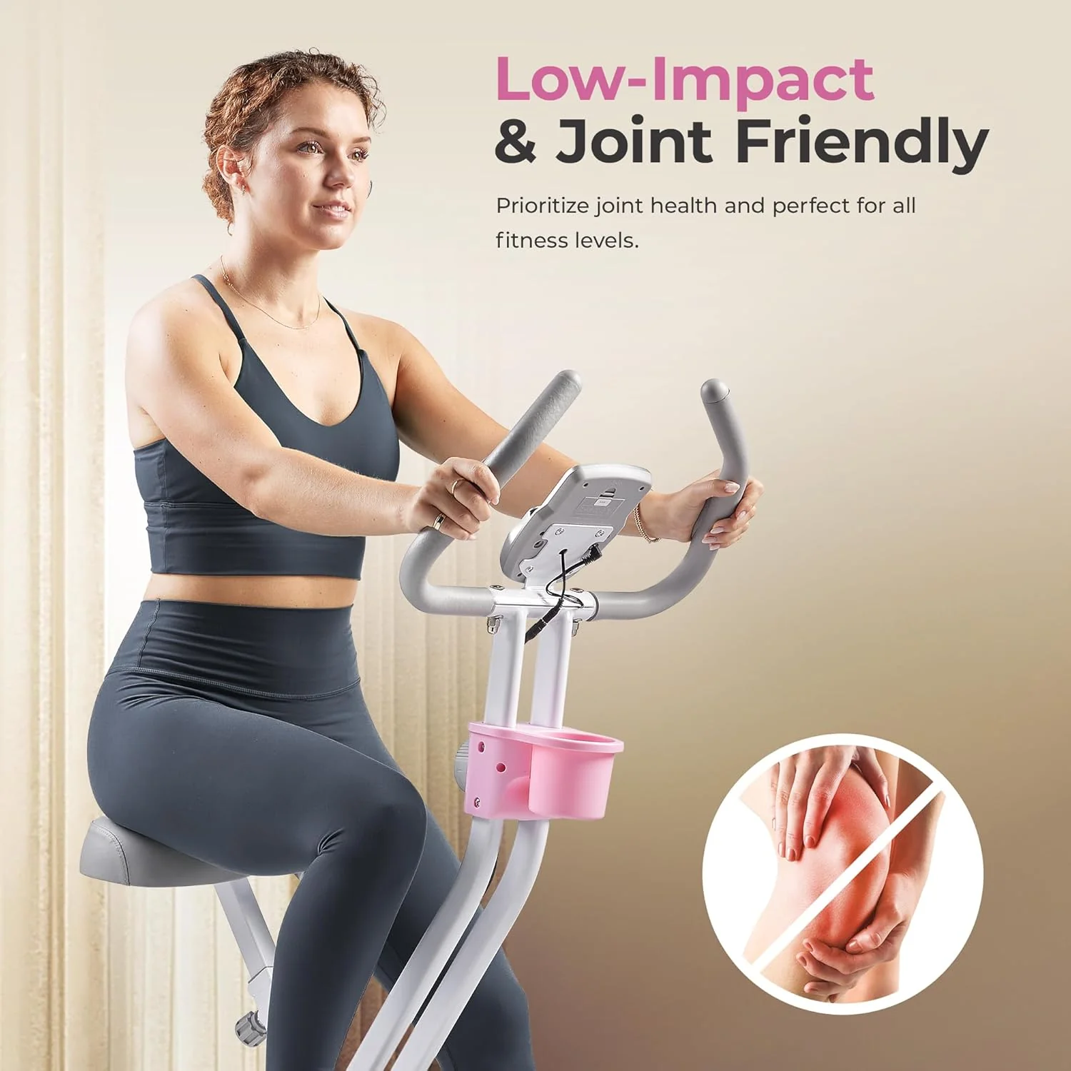 Pink Foldable Magnetic Exercise X-Bike - Image 8